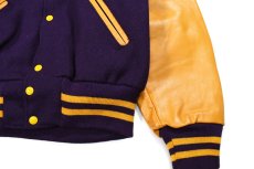 画像3: Deadstock Holloway Melton/Leather Varsity Jacket Purple/Yellow made in USA (3)