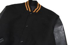 画像2: Used Holloway Melton/Leather Varsity Jacket Black/Black (2)