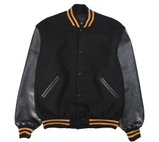 画像1: Used Holloway Melton/Leather Varsity Jacket Black/Black (1)