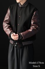 画像6: Deadstock Holloway Melton/Leather Varsity Jacket Black/Brown (6)