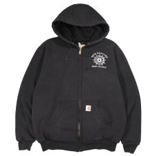 画像1: Used Carhartt Thermal Lined Zip Sweat Hoodie Black "New Bedford Ship Supply" (1)