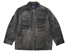 画像1: Used Gap Leather Jacket Black (1)