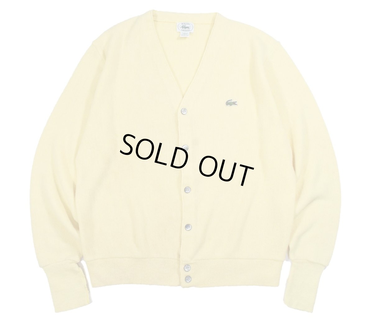 画像1: Used Izod Lacoste Acryl Knit Cardigan Yellow made in USA (1)