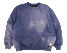 画像1: Used Carhartt Crew Neck Sweat Shirt Fade Navy (1)