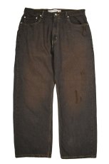 画像1: Deadstock Levi's 569 Damaged Denim Pants Reactive Dye Brown リーバイス (1)