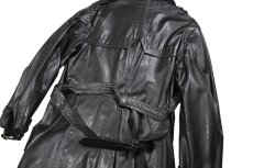 画像7: Used Leather Trench Coat Black (7)