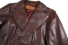 画像2: Used Leather Tailored Jacket Brown (2)