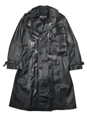 画像1: Used Leather Trench Coat Black (1)