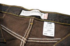 画像5: Deadstock Levi's 569 Damaged Denim Pants Reactive Dye Brown リーバイス (5)