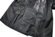 画像4: Used Leather Trench Coat Black (4)