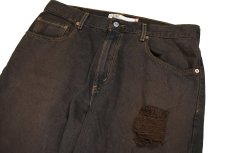 画像2: Deadstock Levi's 569 Damaged Denim Pants Reactive Dye Brown リーバイス (2)