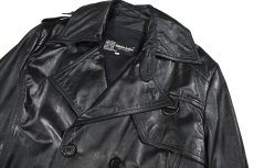 画像2: Used Leather Trench Coat Black (2)