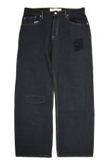 画像1: Deadstock Levi's 569 Damaged Denim Pants Over Dye Black リーバイス (1)