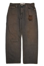 画像1: Deadstock Levi's 569 Damaged Denim Pants Reactive Dye Brown リーバイス (1)