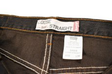 画像6: Deadstock Levi's 569 Damaged Denim Pants Reactive Dye Brown リーバイス (6)