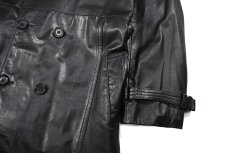 画像3: Used Leather Trench Coat Black (3)