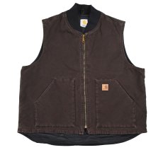 画像1: Used Carhartt Duck Vest Dark Brown (1)