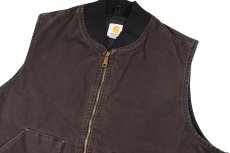 画像2: Used Carhartt Duck Vest Dark Brown (2)