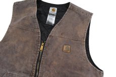 画像2: Used Carhartt Duck Vest Dark Brown (2)