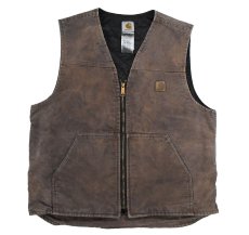 画像1: Used Carhartt Duck Vest Dark Brown (1)