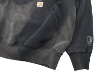 画像3: Used Carhartt Quarter Zip Sweat Hoodie Fade Black (3)