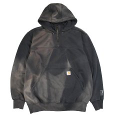 画像1: Used Carhartt Quarter Zip Sweat Hoodie Fade Black (1)