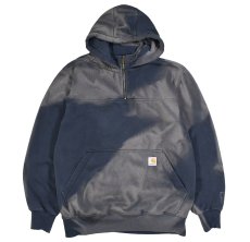 画像1: Used Carhartt Quarter Zip Sweat Hoodie Fade Navy (1)