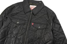 画像2: Levi's Faux Leather Quilted Trucker Jacket Black リーバイス (2)