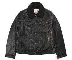 画像1: Levi's Faux Leather Trucker Sherpa Jacket Black リーバイス (1)