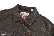 画像4: Levi's Faux Leather Trucker Sherpa Jacket Brown リーバイス (4)