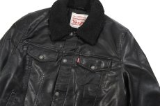 画像2: Levi's Faux Leather Trucker Sherpa Jacket Black リーバイス (2)