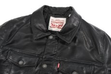 画像4: Levi's Faux Leather Trucker Sherpa Jacket Black リーバイス (4)