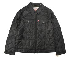 画像1: Levi's Faux Leather Quilted Trucker Jacket Black リーバイス (1)