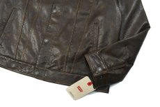 画像3: Levi's Faux Leather Trucker Sherpa Jacket Brown リーバイス (3)