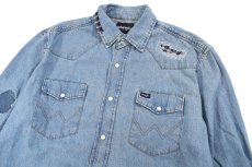 画像2: Used Wrangler Damaged Denim Western shirt (2)