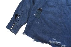 画像7: Used Wrangler Damaged Denim Western Shirt (7)