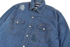 画像2: Used Wrangler Damaged Denim Western Shirt (2)