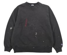 画像1: Used Champion Damaged Sweat Shirt Black (1)