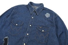 画像2: Used Wrangler Damaged Denim Western Shirt (2)