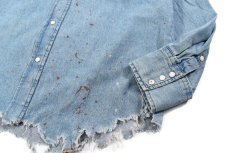 画像5: Used Wrangler Damaged Denim Western shirt (5)