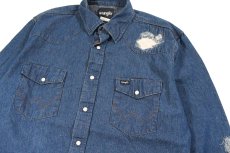 画像2: Used Wrangler Damaged Denim Western Shirt (2)