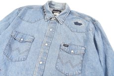 画像2: Used Wrangler Damaged Denim Western Shirt (2)