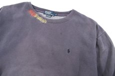 画像2: Used Polo Ralph Lauren Damaged Sweat Shirt Navy (2)