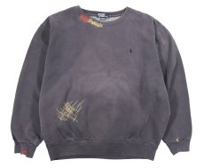 画像1: Used Polo Ralph Lauren Damaged Sweat Shirt Navy (1)