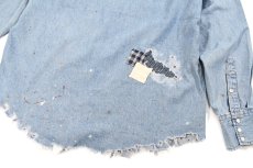 画像8: Used Wrangler Damaged Denim Western shirt (8)