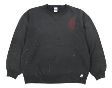 画像1: Used Russell Athletic Damaged Sweat Shirt Black made in USA (1)