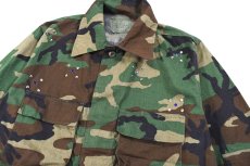 画像2: Used Us Military Studded Ripstop BDU Coat Woodland Camo (2)