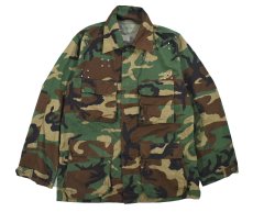 画像1: Used Us Military Studded Ripstop BDU Coat Woodland Camo (1)