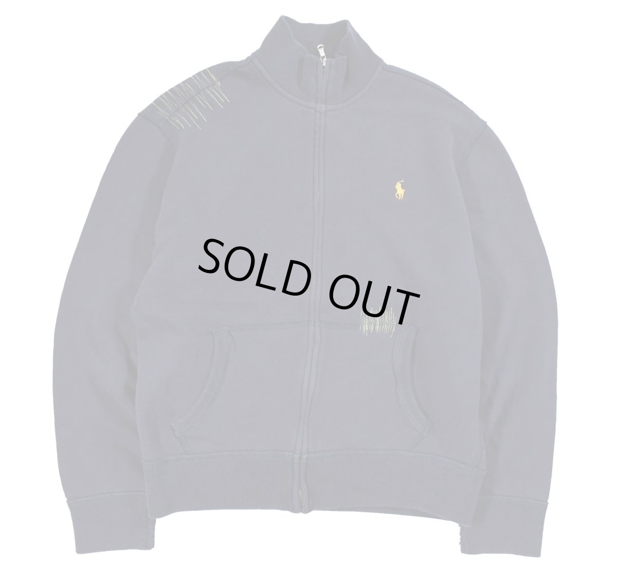 画像1: Used Polo Ralph Lauren Damaged Zip Sweat Shirt Navy (1)