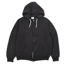 画像1: Used Hanes Damaged Zip Sweat Hoodie Black made in USA (1)